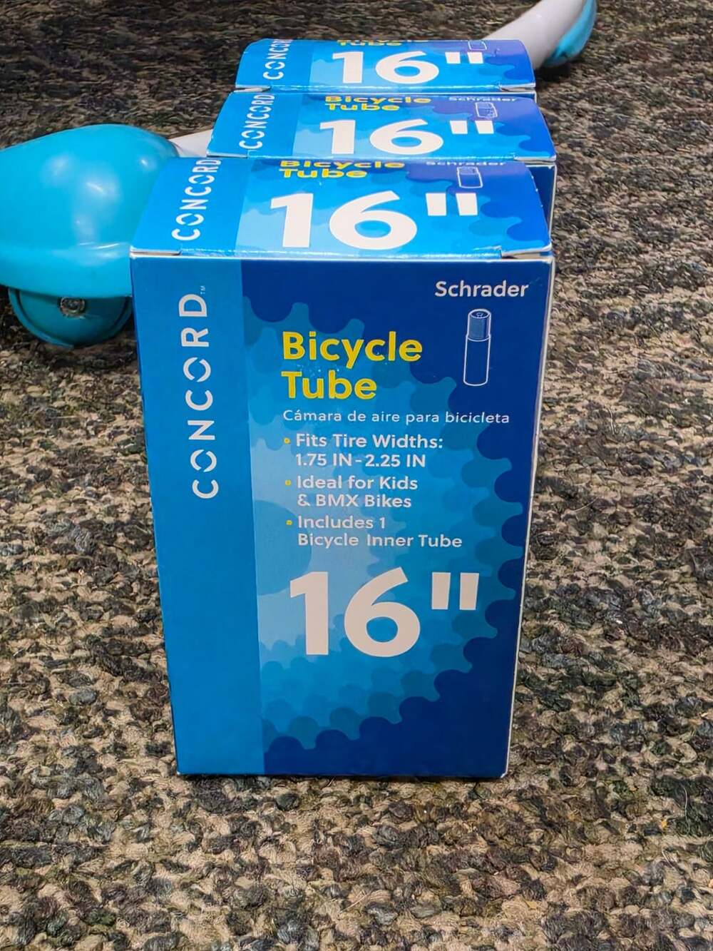 Concord Bicycle Tube 16" Schrader Valve Lot Of 3